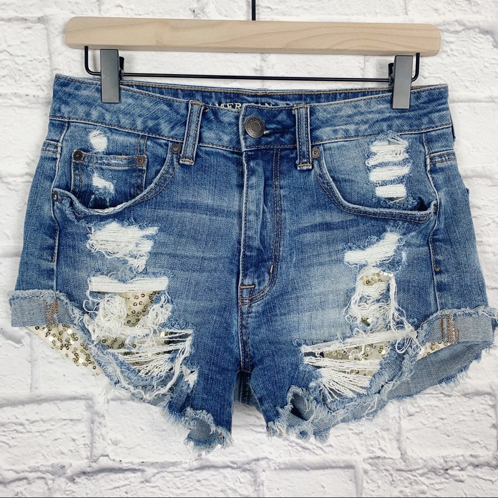 AEO High Rise Festival Jean Shorts 6 sequin